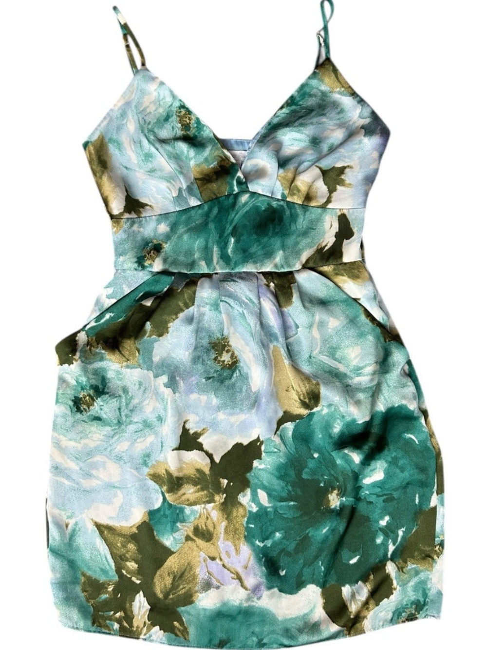 Vintage Charlotte Russe Floral Satin Scrappy Formal Dress Size SMALL y2k 00s
